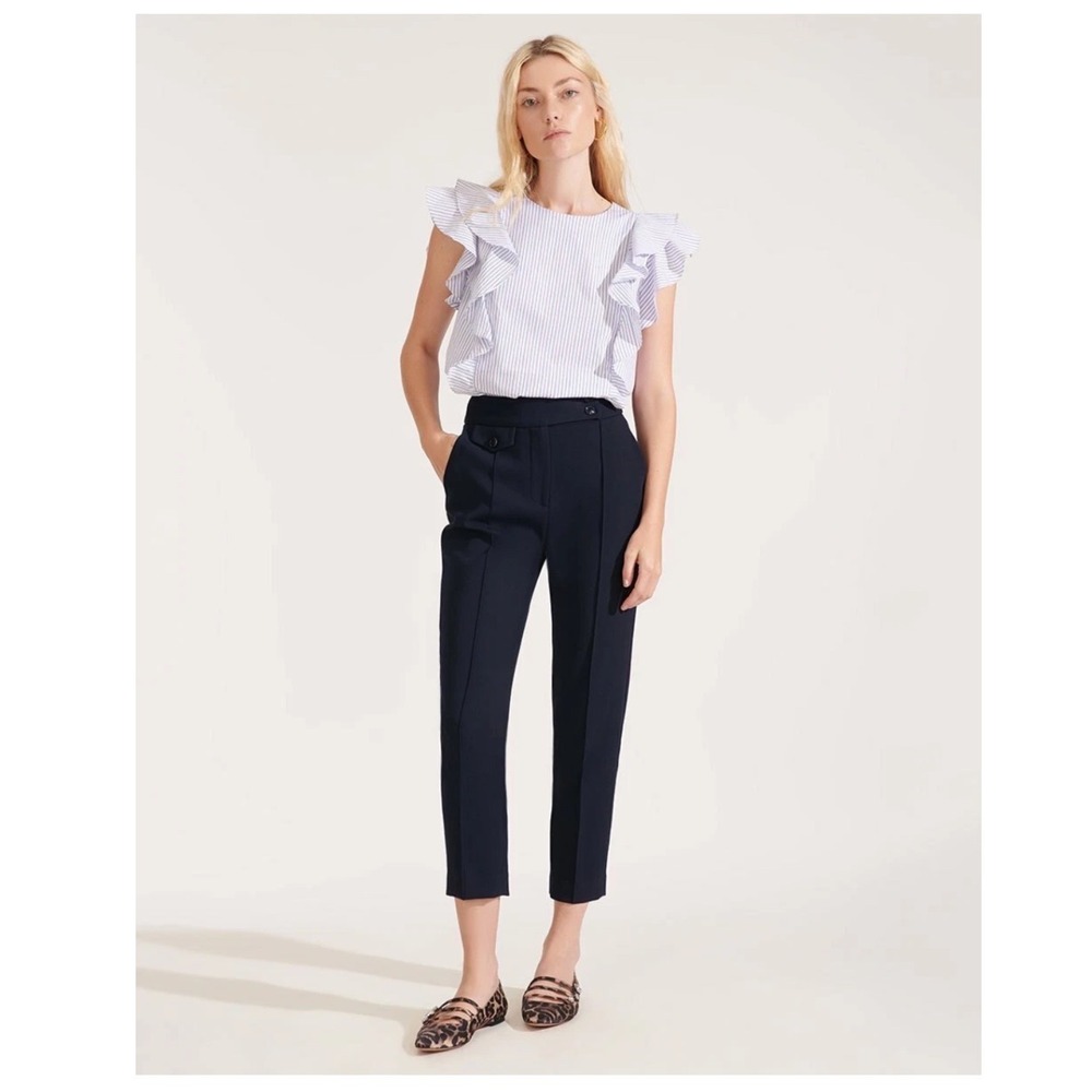 VERONICA BEARD Renzo Navy Blue Cropped Trousers Like New Size 6‎